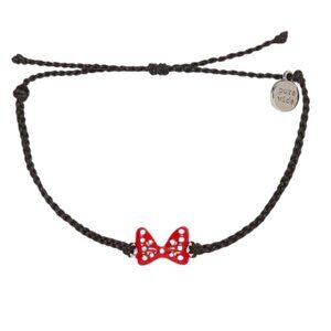 DISNEY Minnie Mouse Red Enamel Bow Charm Bracelet